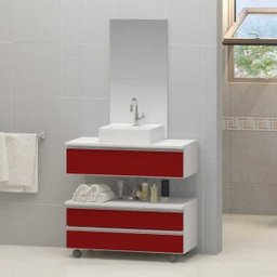 Conjunto de Gabinete Banheiro Creta 60cm com Cuba e Espelho - 1