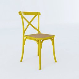 Cadeira Katrina Amarelo Assento Corano Bege Aço - 1