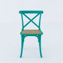 Ver imagem 2 de Cadeira Katrina Azul Turquesa Assento Corano Bege Aço