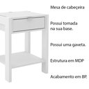 Ver imagem 3 de Mesa de Cabeçeira para Quarto Decorativa AZ1016 MDP Branco/Branco - Gran Belo