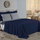 Ver imagem 1 de Jogo de Cama Casal Viúva Nobre 4 Peças Malha 100% Algodão - Azul-marinho / Cinza