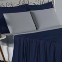 Ver imagem 3 de Jogo de Cama Casal Viúva Nobre 4 Peças Malha 100% Algodão - Azul-marinho / Cinza