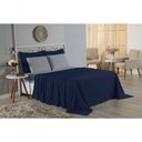 Ver imagem 4 de Jogo de Cama Casal Viúva Nobre 4 Peças Malha 100% Algodão - Azul-marinho / Cinza