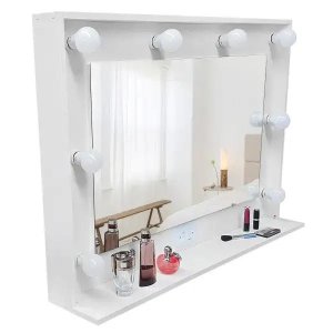Espelho Camarim, Moldura Mdf com Prateleira 90x73x20, Branco - Dom Móveis