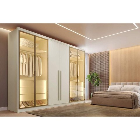 Guarda Roupa Casal 6 Portas 4VID 6GAV Madri Off White Europa