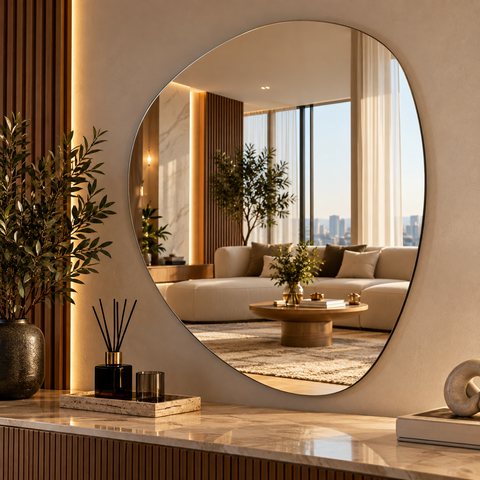 Espelho Decorativo Orgânico 60CMX50CM Moderno Luxo Sala Quarto Banheiro
