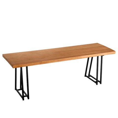 Banco Rumba Industrial em Madeira Mel e Base Preta com 140cm de Largura - 70324