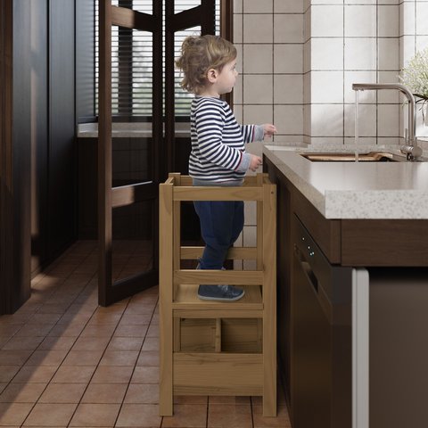 Torre de Aprendizagem Montessoriana 4 em 1 Nogueira