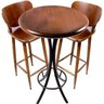 Conjunto de Mesa Bistro Redonda em Madeira com 2 Banquetas para Varanda Pequena - 1