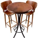 Ver imagem 1 de Conjunto de Mesa Bistro Redonda em Madeira com 2 Banquetas para Varanda Pequena