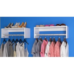 Cabideiro 1,20m Armário Aéreo P/ Roupas Closet Parede Quarto ClickForte Cabideiro de Parede Branco - 3