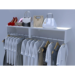 Cabideiro 1,20m Armário Aéreo P/ Roupas Closet Parede Quarto ClickForte Cabideiro de Parede Branco - 5