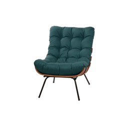 Poltrona Costela com Puff Suede Azul Petroléo - Zahav Estofados - 3
