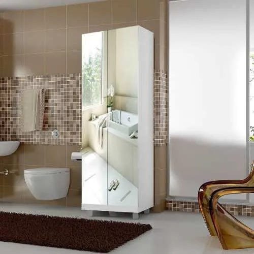 Armário Banheiro com Espelhos Prateleiras para Toalhas Magia Móveis - 1