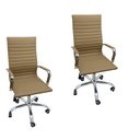 Ver imagem 1 de Kit 2 Cadeira Eames Esteirinha Presidente Escritório Alta Branca Preta Bege