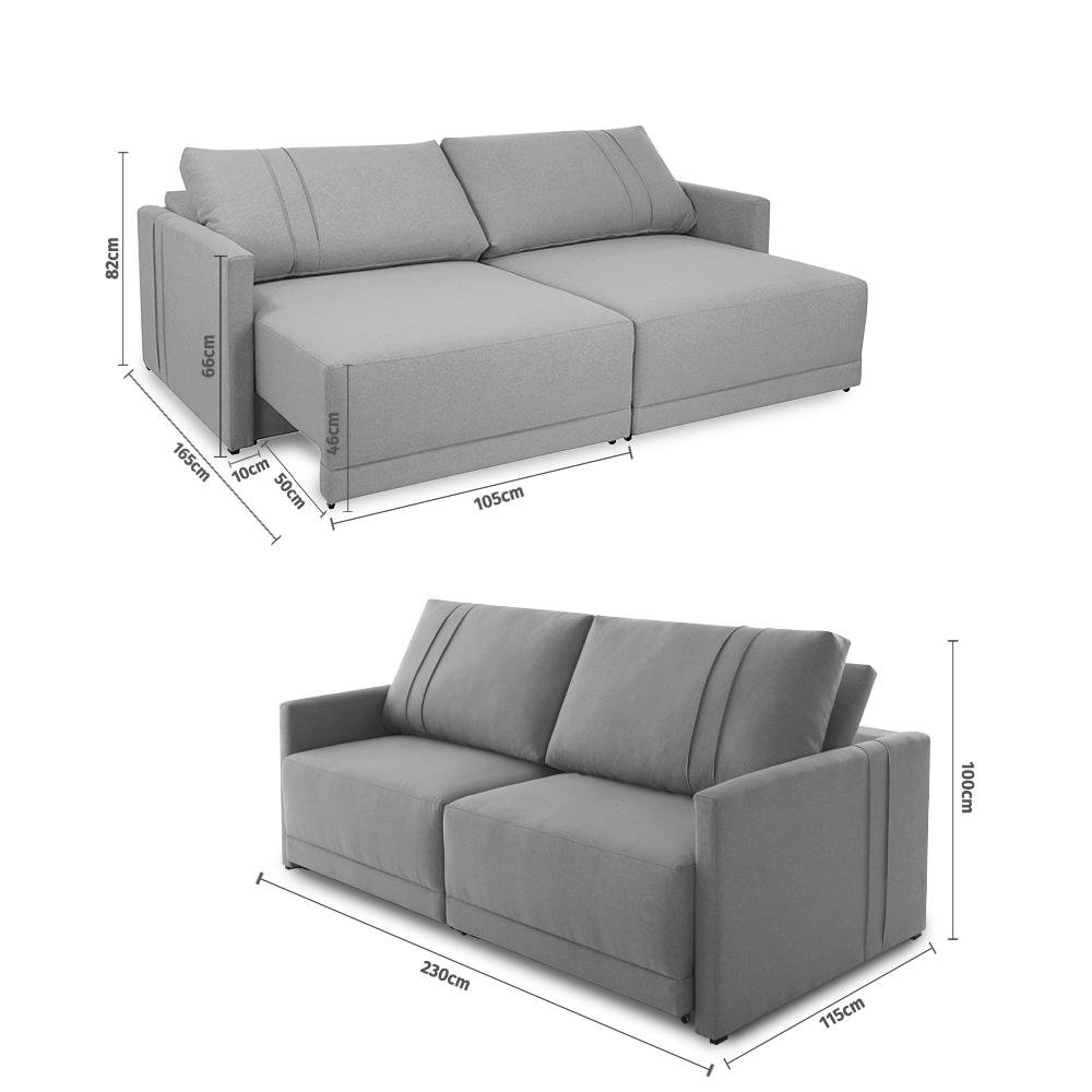 Sofá Patmos 4 Lugares 230cm retrátil e Reclinável - 2