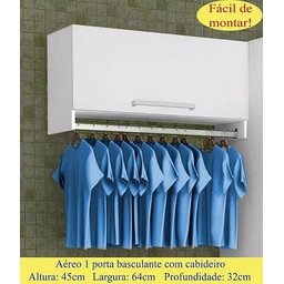 Aéreo Cabideiro 1 Porta Loja, Lavanderia, Aéreo de Parede, Expositor - 3