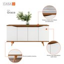 Ver imagem 4 de Aparador Buffet Grace com 4 Portas e Pés de Madeira Maciça - 5 Cores:branco-cedro
