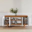 Ver imagem 3 de Aparador Buffet Grace com 4 Portas e Pés de Madeira Maciça - 5 Cores:branco-cedro