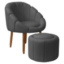 Ver imagem 1 de Kit Poltrona Decorativa Orgânica com Puff Flora Fixa Bouclê - Sofa Store:bouclê Cinza Grafite
