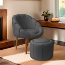 Ver imagem 2 de Kit Poltrona Decorativa Orgânica com Puff Flora Fixa Bouclê - Sofa Store:bouclê Cinza Grafite
