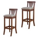 Ver imagem 1 de Kit 2 Banquetas Alta Madeira Maciça Pontes Linho Off White/Imbuia - Gran Belo