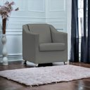 Ver mais imagens de Poltrona Decorativa para Sala Mila Corino Cores Pé de Plástico Cromado - Cinza, Corino
