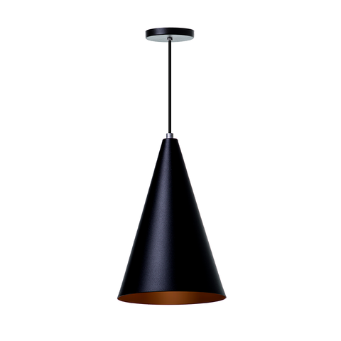 Lustre Pendentes Cone M Alumínio Decoração Cor: Preto