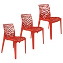 Ver imagem 1 de Kit 3 Cadeiras Gruvyer Design Cozinha Sala de Estar Jantar - Vermelho