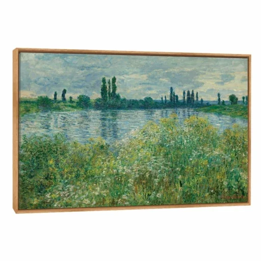 Quadro Decorativo Canvas Claude Monet Banks Of The Seine 95x63cm Moldura Natural