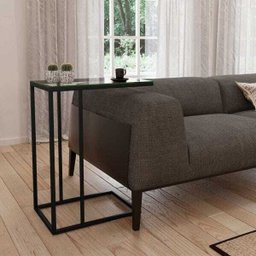 Mesa Lateral Industrial De Vidro Encaixe Preto - 2