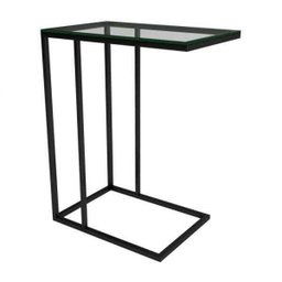 Mesa Lateral Industrial De Vidro Encaixe Preto - 1
