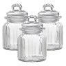 Kit 03 Pote de Vidro 280ml Hermetico Redondo Liso - Jogo 3 Potes Temperos Balas em Vidro Tampa Hermé - 1