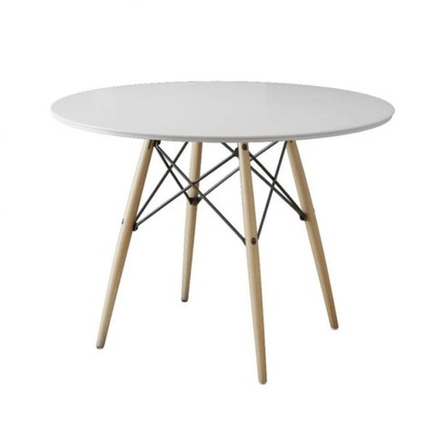 Mesa de Jantar Eames Wood Tampo Madeira Branco 110cm
