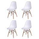 Ver imagem 4 de Conjunto Mesa 4 Cadeiras Brancas Eiffel 90cm Base Madeira Tampo Branco