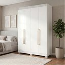 Ver imagem 1 de Guarda Roupa Julia 04 Portas 03 Gavetas 100% MDF Branco com Pes