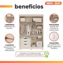 Ver imagem 3 de Guarda Roupa Julia 04 Portas 03 Gavetas 100% MDF Branco com Pes