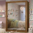 Ver imagem 1 de Guarda-roupa Infantil Madesa Theo 2 Portas de Correr de Espelho 4 Gavetas - Rustic