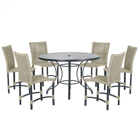 Mesa Ascoli 120 Cm com 6 Cadeiras Cannes de Alumínio Trama Rami