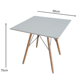 Mesa Eiffel Wood Tampo Quadrado de Madeira 90cm Branco - 5