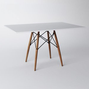 Mesa Eiffel Wood Tampo Retangular de Madeira 120x75cm Branco New Green