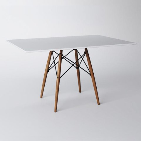 Mesa Eiffel Wood Tampo Retangular de Madeira 120x75cm Branco New Green