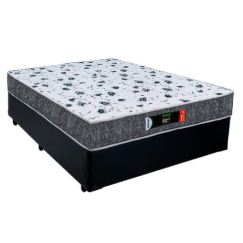 Cama Box Casal 138X188X60 Resistente Pró D28 Ortopédica Espuma Preto Cinza Prime Colchões