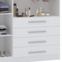 Ver imagem 4 de Guarda Roupa Solteiro 132cm 3 Portas 4 Gavetas Taiga Branco L01 - Mpozenato