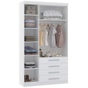 Ver imagem 3 de Guarda Roupa Solteiro 132cm 3 Portas 4 Gavetas Taiga Branco L01 - Mpozenato