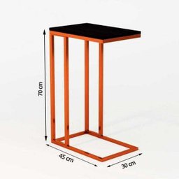 Mesa Lateral Industrial Encaixe Cobre E Tampo Preto New Green - 3