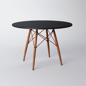 Mesa Eiffel Wood Cobre Tampo de Madeira 90cm Preto New Green
