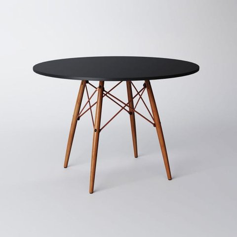 Mesa Eiffel Wood Cobre Tampo de Madeira 90cm Preto New Green