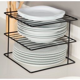 Suporte Organizador de Pratos Dicarlo Quadrado Aço Preto - 2