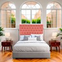 Ver imagem 2 de Cabeceira Estofada com Capitonê para Cama de Casal 160 Mirage Suede
